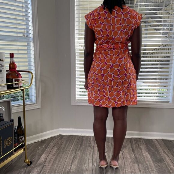Revolve Diane Von Furstenberg DVF Orange Purple Giraffe Animal Print Wrap Dress - Picture 8 of 14